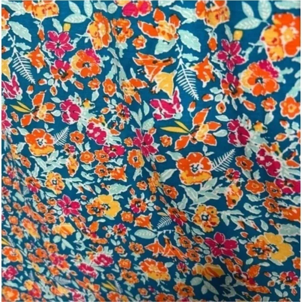 New Lane Bryant Convertible Off the Shoulder Maxi Dress Floral Blue Orange 18-20 - Picture 9 of 14